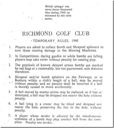 Read more about the article The rules of golf: Remove shrapnel from the course, take cover during bombing runs and take a free drop if your ball is destroyed by enemy action