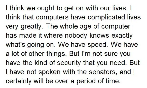 Read more about the article In regards to Russian hacking: “I think we ought to get on with our lives.” Also, word salad.