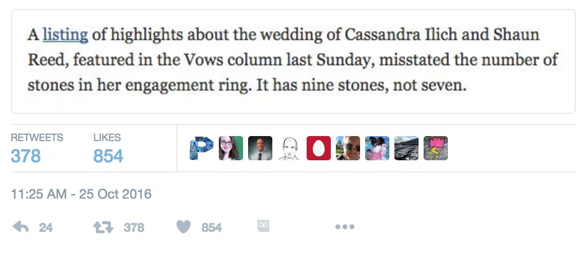 Read more about the article This correction could only be found in a New York Times wedding announcement