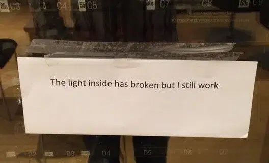 Read more about the article A sign attached to a vending machine accurately describes the emotional state of many Americans