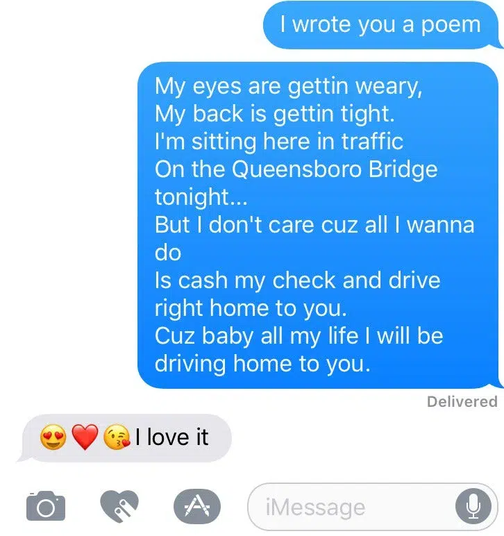 Read more about the article When you tell your girlfriend via text that you wrote her a poem…