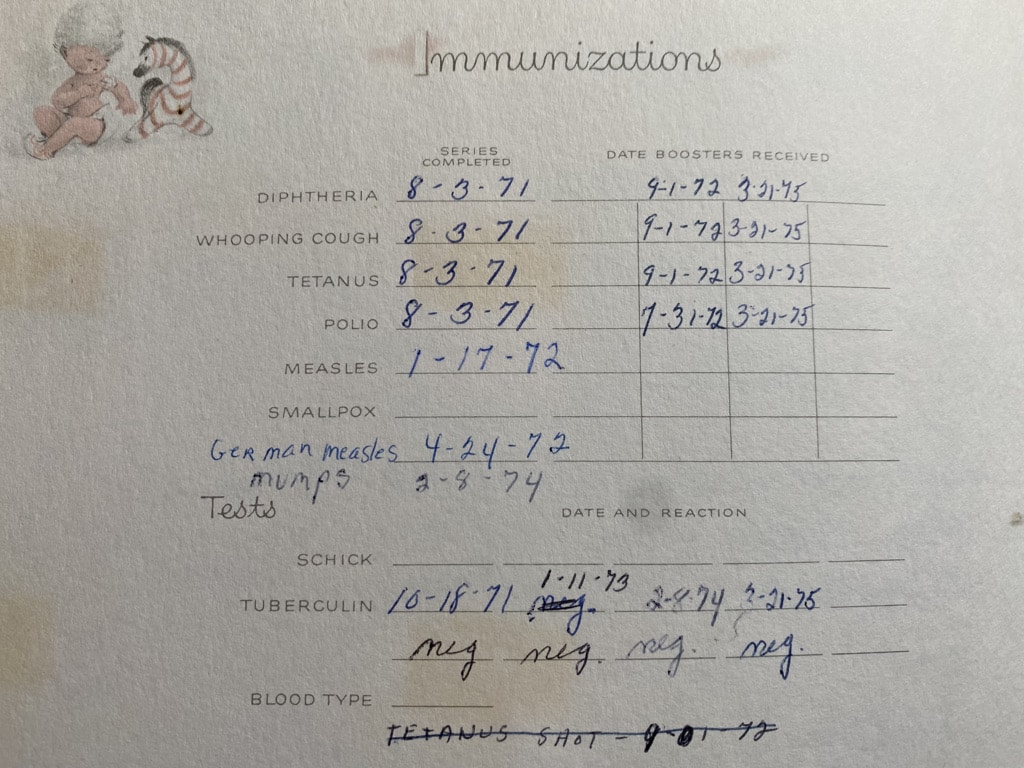 Read more about the article My immunization record and the good old days